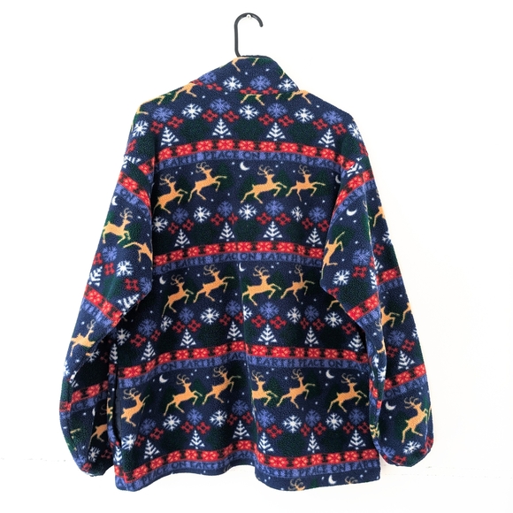 Vintage L.L. Bean Reindeer Fleece Pullover Cabin Core Après Ski Cozy Women’s XL - Picture 5 of 9